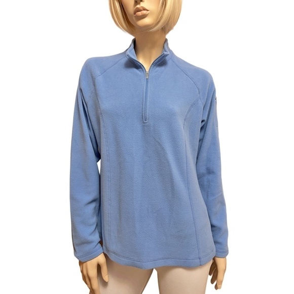 L.L. Bean Fleece ¼ zip popover Sweater Jacket Pullover Coat Sky Blue - Picture 11 of 13